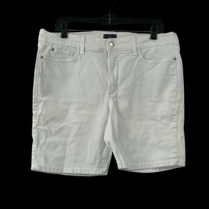 NYDJ Womens White Lift Tuck‎ Technology 5 Pocket Denim Shorts Size 14 READ